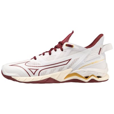 Zapatillas Balonmano Mizuno WAVE Mirage 5 Mujer Blancos / Vino / Dorados - Chile M193ZKCTEN